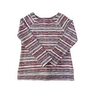 T by Talbots Womens Red & Gray Stripe Tunic Top Size Small